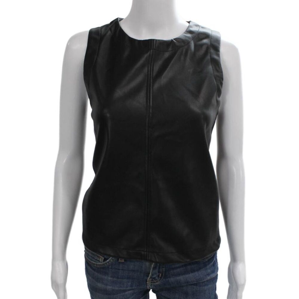 Evereve Womens Basic Tank Black Round Neck 100% PU Size M